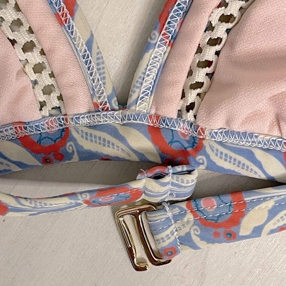 💥 ANTONIO MELANI Bikini Swim Top Blue Floral | Size 12 - Picture 4 of 8